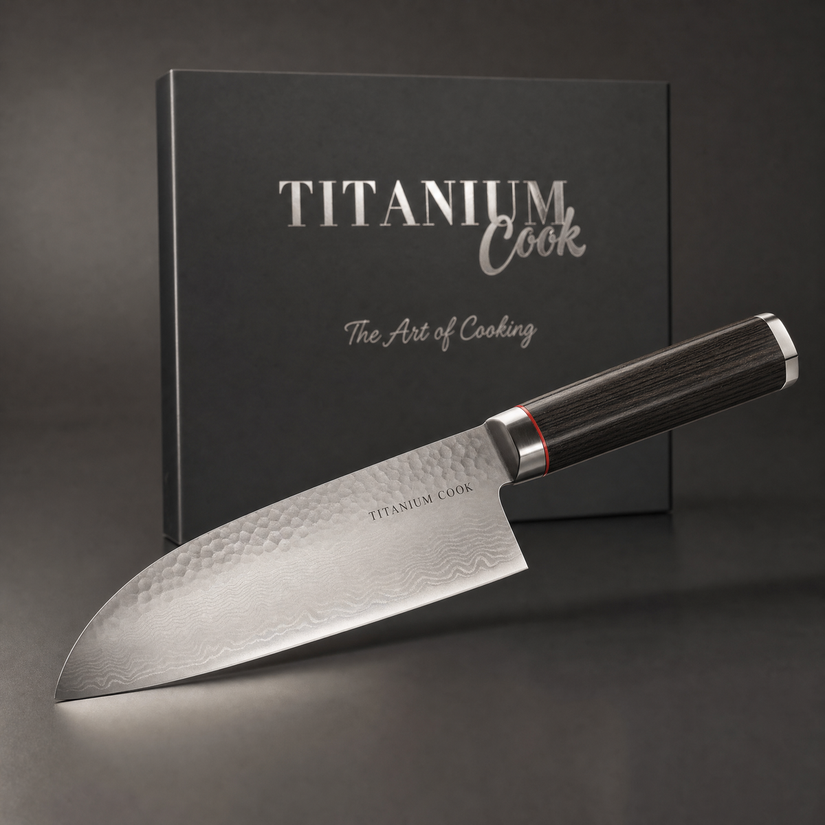 Couteau Santoku Nocturne TitaniumCook — vue principale avec son coffret
