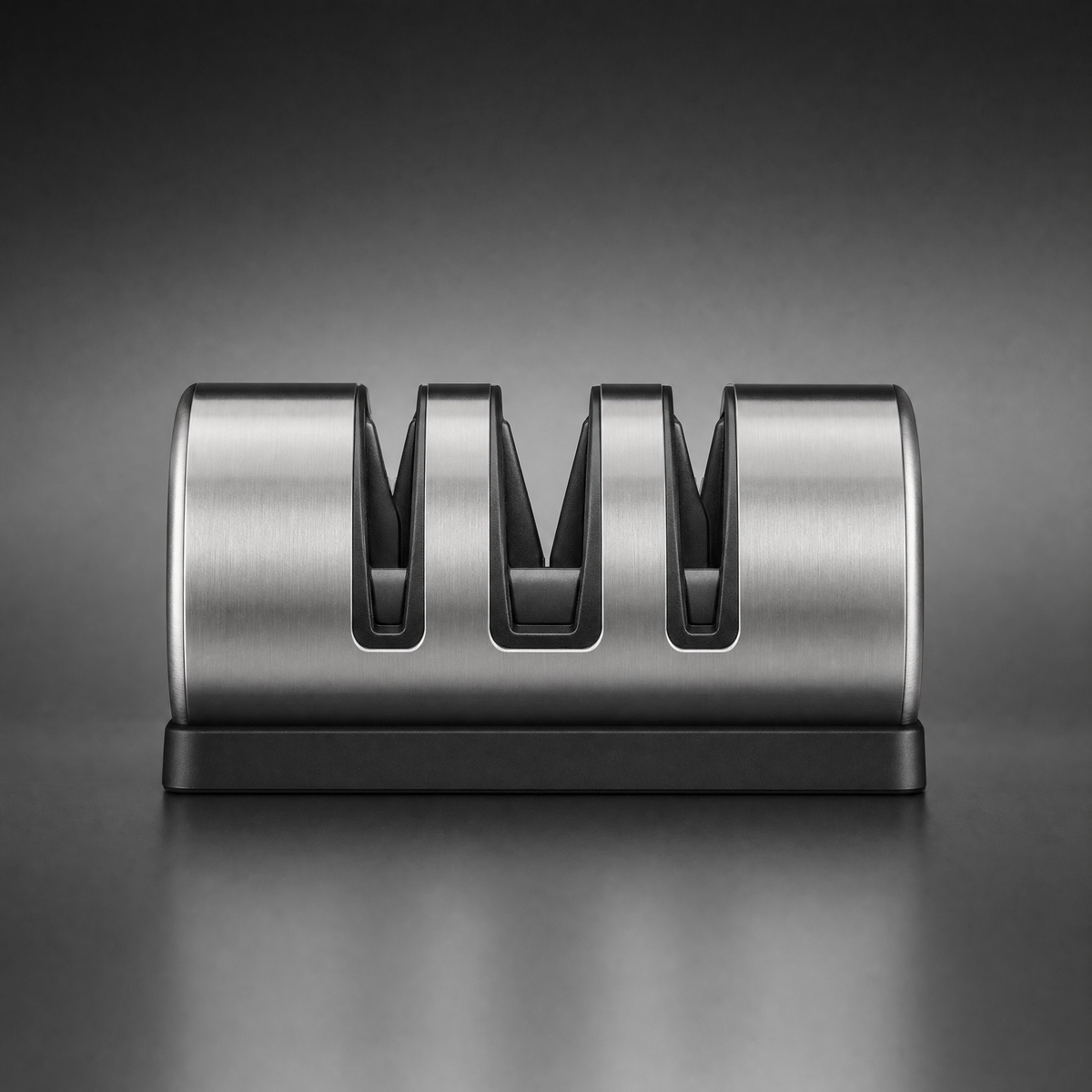 TitaniumCook cylindrical sharpener, front view, on its base