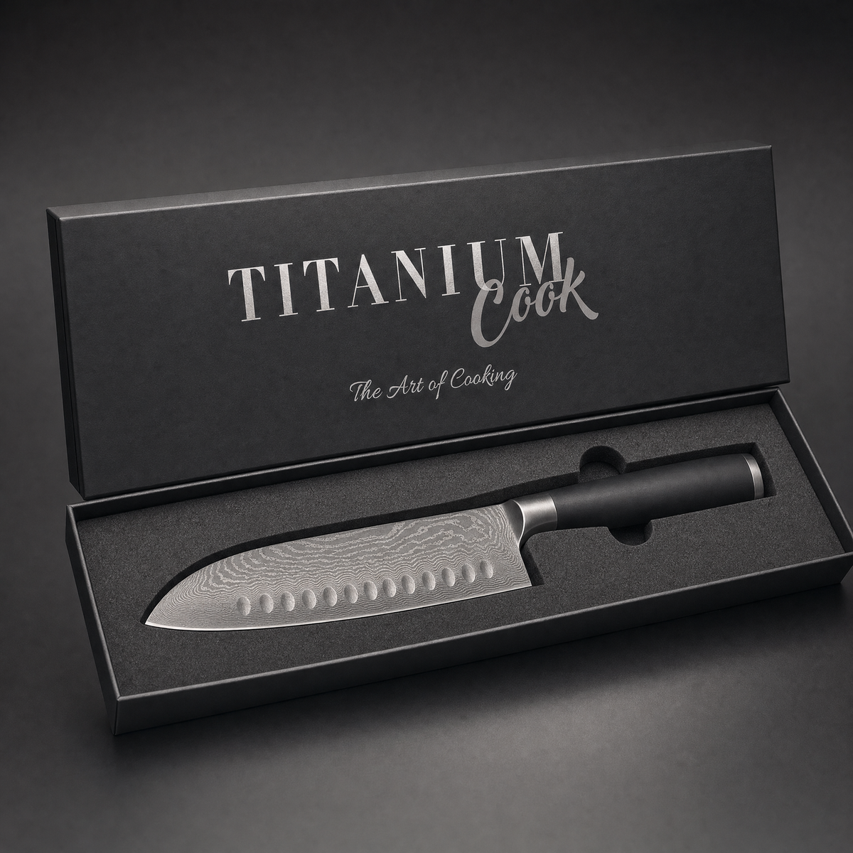 Couteau Santoku Kyoto TitaniumCook — Präsentation in Geschenkbox