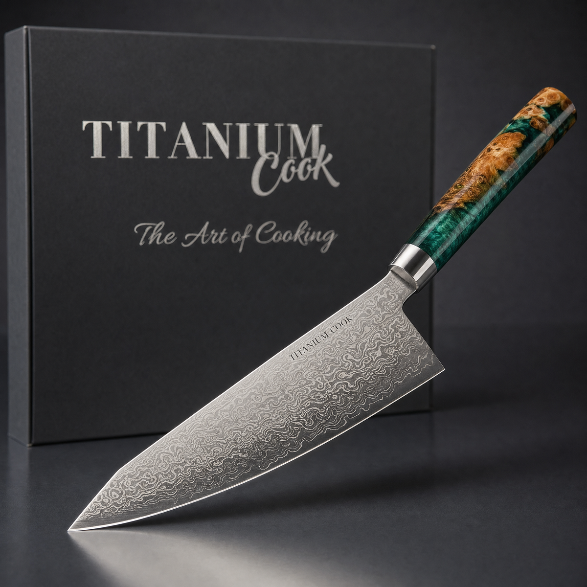Kiritsuke-Messer Prisme Jade TitaniumCook – Hauptansicht mit Etui