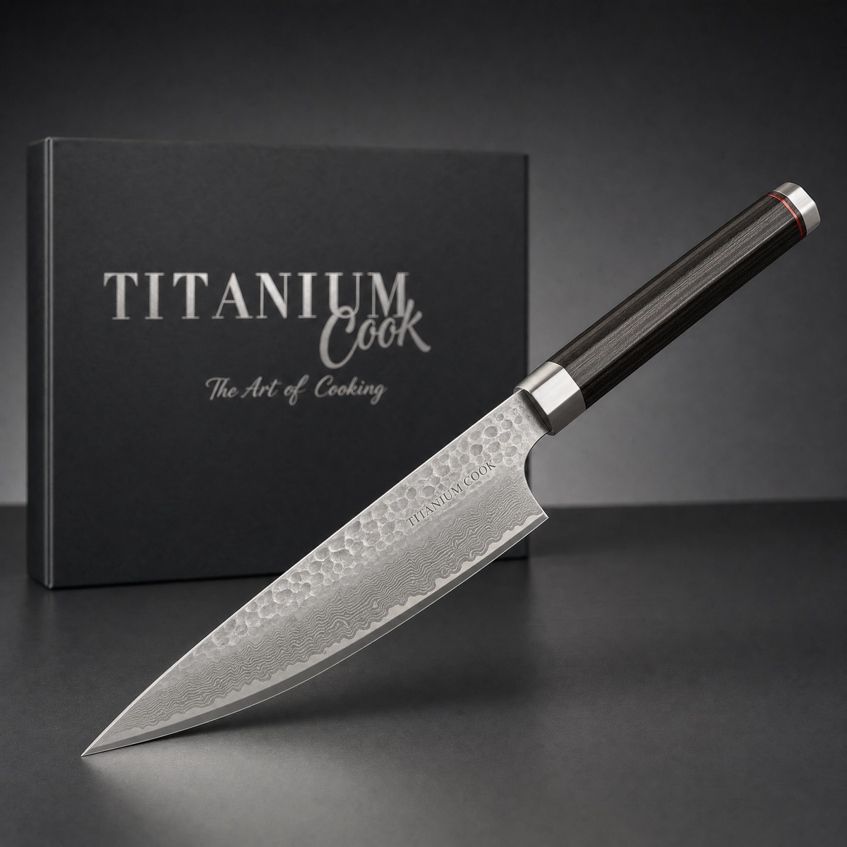 Couteau Kiritsuke Nocturne TitaniumCook — vue principale avec son coffret