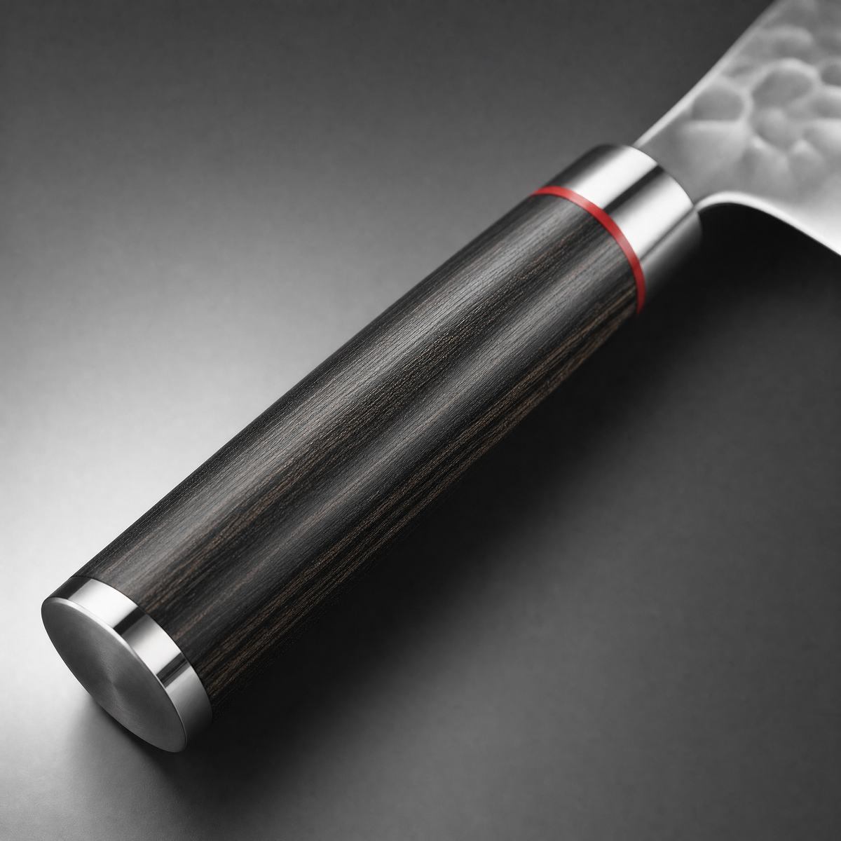 Manche octogonal en bois de pakka — Santoku Nocturne TitaniumCook