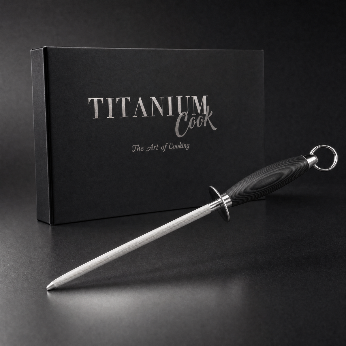 Fusil à aiguiser 23 cm manche noir TitaniumCook et coffret